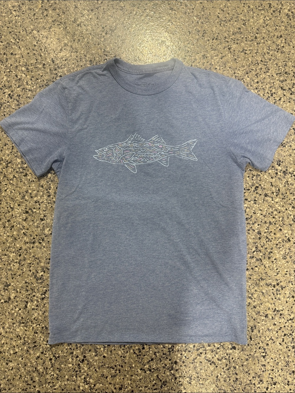 Vineyard Vines Heather Blue Fish Graphic Short Sleeve Tee